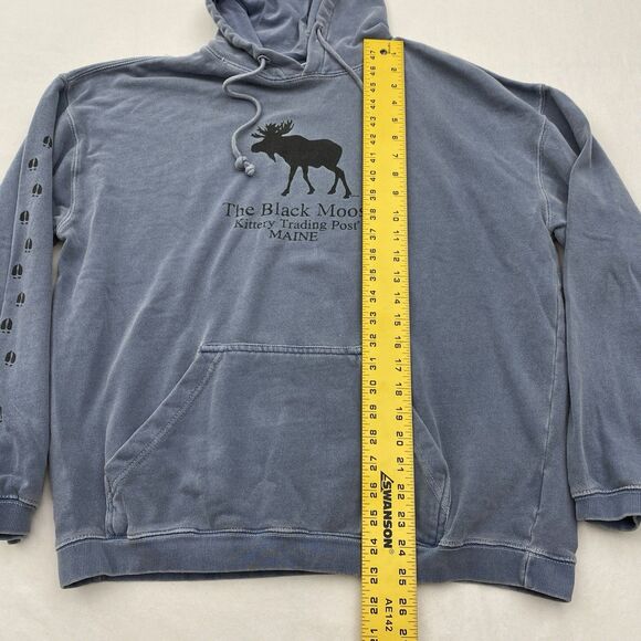Black Moose Trading Post Sweatshirt Hoodie Mens Medium Blue Gray Kittery Maine - Picture 7 of 11